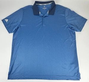 Adidas Mens Golf ClimaCool Blue Dots Short Sleeve Polo Size 2XL - Picture 1 of 9
