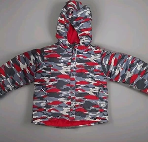 Columbia Toddler Kids Sz 4T Winter Coat Snow Parka Red/Gray Hood Zip Ski Board - Picture 1 of 16