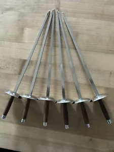 Juego de 6 pinchos de carne de espada con mango de teca MCM de colección de acero inoxidable Lion General - Imagen 1 de 3