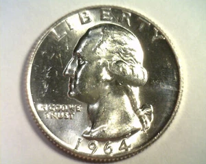 Cuarto de Washington 1964-D bonito sin circular + bonito sin circular + moneda original 99c envío - Imagen 1 de 2