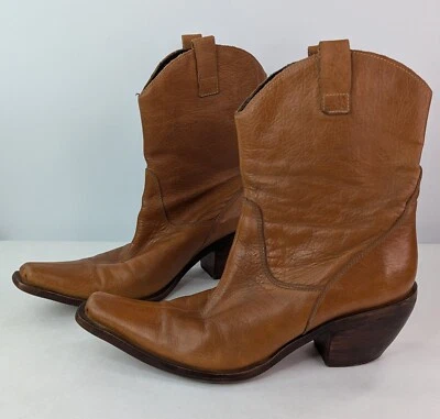 Pollini Cognac Brown Leather Ankle Boots Pointed Toe 37 | 251024 - Image 1 of 4