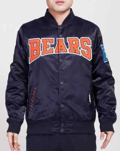PRO STANDARD CHICAGO BEARS BIG LOGO SATIN JACKET NAVY/ORANGE SIZE LARGE NEW! - Picture 1 of 1