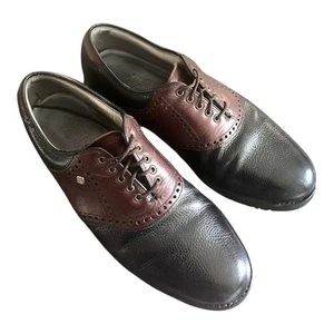 Scarpe da golf FootJoy taglia 9 nere marroni classiche asciutte Premiere senza punte sella - Foto 1 di 6
