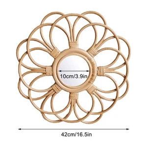 Moderner Boho Stil Rattan Wandspiegel für eine kreative Raumgestaltung - Bild 1 von 7