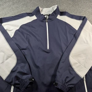 FootJoy FJ Giacca Uomo Grande Grigio Navy Quarto Zip Golf Giacca a Vento Pullover - Foto 1 di 9