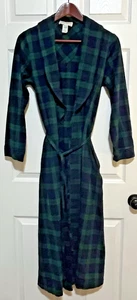 Vermont Country Store Men's Small Flannel Robe Blue Green Black Watch Plaid USA - Picture 1 of 11