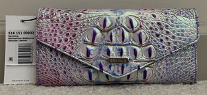 Portafoglio Brahmin Melbourne VERONICA busta tripla HARMONIOUS viola blu nuovo con etichette - Foto 1 di 15
