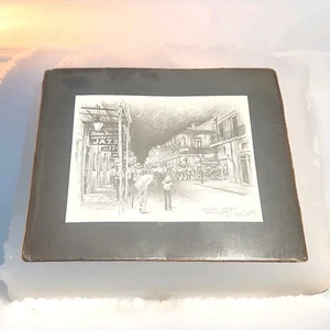 Don Davey Bourbon Street New Orleans Art Signed Pencil Print 1980 Drawing 16” - Picture 1 of 5