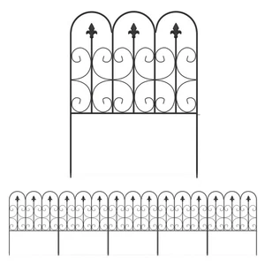 Outsunny 5PCs Decorative Garden Fencing Metal Border Edging - Picture 1 of 12