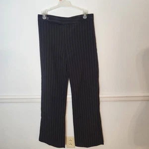 VTG 90s Y2K Iz Byer Dress Pants Sz 7 Juniors Black Blue Pinstripe Career Office - Picture 1 of 12