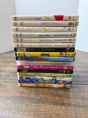 Lot 16 Kids DVDs Baby Einstein SpongeBob Mickey Pikachu Clifford Robots Foto 1 de 4