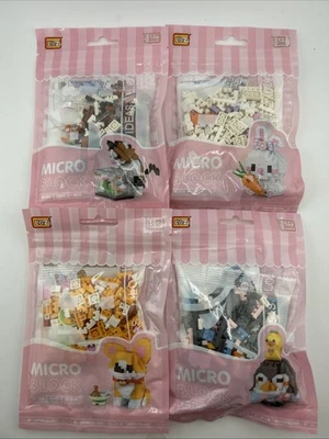 LOZ Micro Block Lote de 4 - Quebra-cabeça de construção de pinguim, cachorro, gato e coelho idade 14+ - Imagem 1 de 4