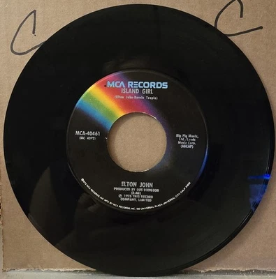 Elton John: Island Girl/Sugar On The Floor 45rpm MCA Vinyl Record - VG+ - Image 1 of 3