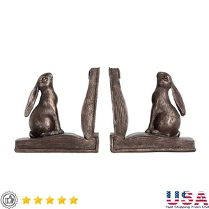 Rabbit Shaped Bookends Resin Decorative Nursery Sunroom Home Office Shelves New - Picture 1 of 6