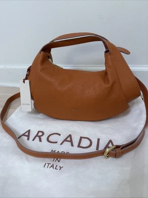 ARCADIA MASI Italy Camel Brown Pebbled Slouchy Leather Hobo Shoulder Bag TERRA - Image 1 of 4