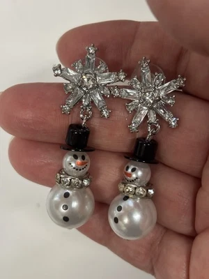 Muñeco de Nieve Copo de Nieve Pendientes Plata Navidad Moda Joyería Envío RÁPIDO NUEVO Foto 1 de 4