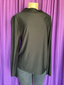 BANANA REPUBLIC Black Silky Rayon Mock Turtleneck L/S Dressy Top Size M NWT $60 - Picture 1 of 13