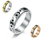 Stainless Steel Moon and Star Anxiety Spinner Ring 6mm for Men Woman Fidget Ring