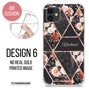 Personalisierte Hülle Marmor Name Initialen stoßfeste Abdeckung für iPhone 13 12 11 Se 7 - Bild 1 von 16