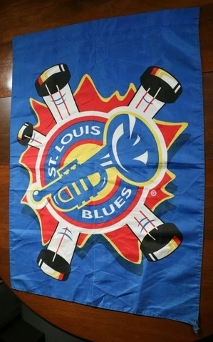 St. Louis Blues True Vintage 90s Trumpet Logo Flag Banner NHL Hockey Retro Cover