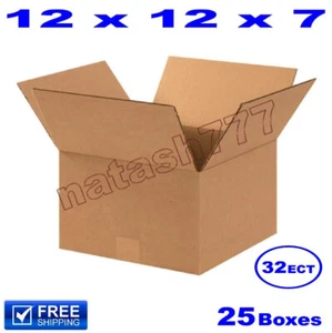 25 - 12x12x7 Cardboard Boxes 32-ECT Mailing Packing Shipping Corrugated Carton - Picture 1 of 1