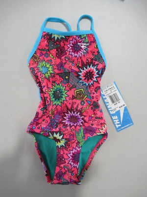 TYR The Finals Dynamite Foil Pink/Blue Swimsuit Size 22 - Image 1 of 4