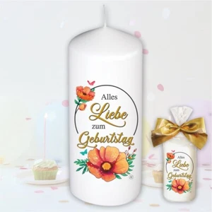 Kerze – Alles Liebe zum Geburtstag – Geburtstagskerze Stumpenkerze Geschenk - Bild 1 von 8
