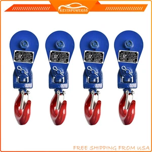 4x 2 Ton Snatch Block 3" Sheave 3/8" Wire Rope Swivel Hook For Wrecker Roll Back - Picture 1 of 10
