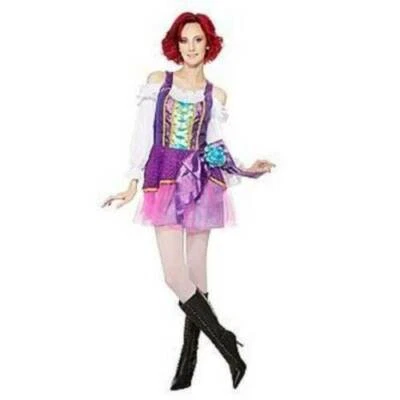 Gypsy Sassy Wench Queen Halloween Costume Small Purple White Dress Party Womens - Image 1 of 4