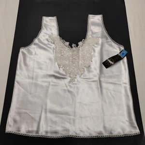 Vintage Neu mit Etikett Escapades Anzug Camisole Elfenbein Polyester Gr. Medium Spitze Einsatz Borte - Bild 1 von 10