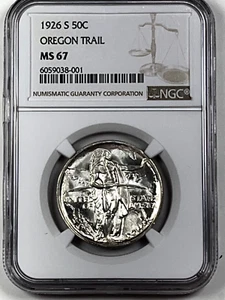 1926-S Oregon Trial Commemorative Half Dollar : NGC MS67 Blazing White - Picture 1 of 4