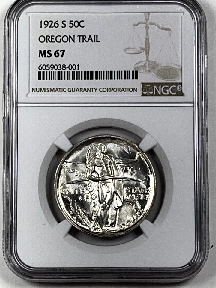 1926-S Oregon Trial Commemorative Half Dollar : NGC MS67  Blazing White - Image 1 of 4