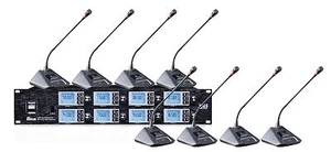 Sistema de micrófono inalámbrico de escritorio UHF 8 canales profesional 8 micrófonos delegados - Imagen 1 de 3