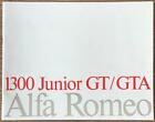 Alfa Romeo 1300 Junior GT/GTA Auto Verkaufsbroschüre c1970 #706A42