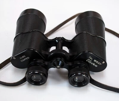 Vintage British The Wray Eleven 11×60 coated binoculars in original leather case - Image 1 of 3