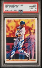 1989 Scoremasters KEN GRIFFEY, JR. Signed Baseball Card 30 PSA 8 PSA/DNA Auto 10
