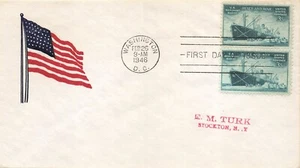 939 3c MERCHANT MARINE - Unknown flag cachet - pair - Picture 1 of 1