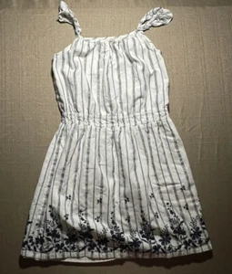 Gap Kids Girls XL Extra Large Dress White Blue Striped Embroidered Design EUC - Picture 1 of 5