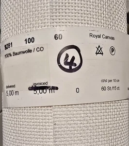White Royal De Luxe 15 Count Zweigart Mono Tapestry Canvas - 100x100cm - Picture 1 of 1