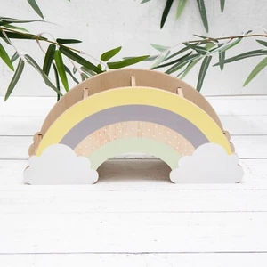 Rainbow & Cloud Wood Stationary Pen Storage Caddy Childrens Desk Art Organiser - Picture 1 of 3