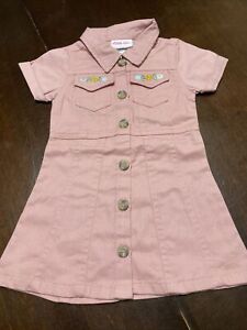 Little Lass Baby Girl Size 12 Months Cotton Blend Pink Floral Denim Dress