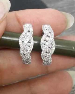 DEAL! 2.90Carat Natural Moissanite Round Hoops Earrings in 14k Gold Plated 16mm - Picture 1 of 6