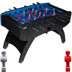 Fußball Tischkicker Profi Schwarz mit Glasspielfeld Figuren Grau Rot 85kg - Bild 1 von 10