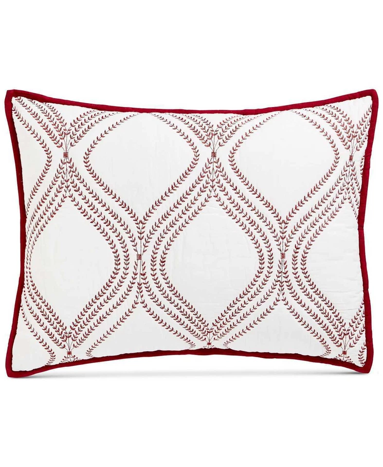 Martha Stewart Collection Red White Gramercy Gate Quilted Standard Sham #715