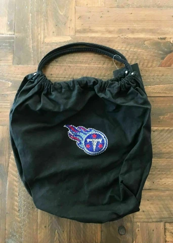 NEW! TENNESSEE TITANS BLACK CANVAS TOTE PURSE w/ CRYSTALS LICENSED Cover