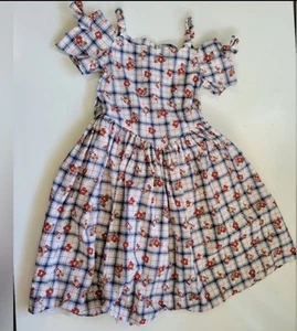 Vntg Giorgio Kids Bear Plaid Pinup Dress Size 7 - Picture 1 of 8