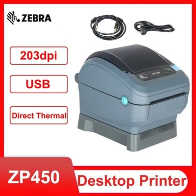Zebra ZP450 CTP Direct Thermal UPS FEDEX USPS Label Barcode Printer with Cables - Image 1 of 4