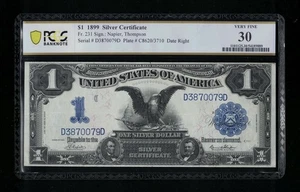 SC 1899 $1 Fr.231 Key Napier|Thompson Sig. Black Eagle Silver Cert. PCGS 30 - Picture 1 of 3