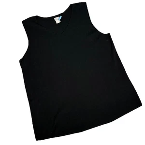 Suéter sin mangas Chico's talla 3 negro ligero cuello en V X-grande para mujer - Imagen 1 de 5