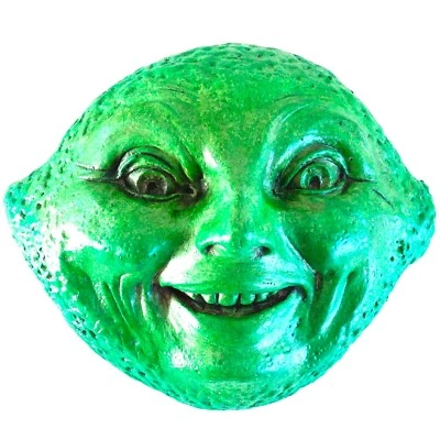 Escultura de pared cara de lima verde, decoración del hogar interior exterior hecha a mano, arte de frutas Foto 1 de 4